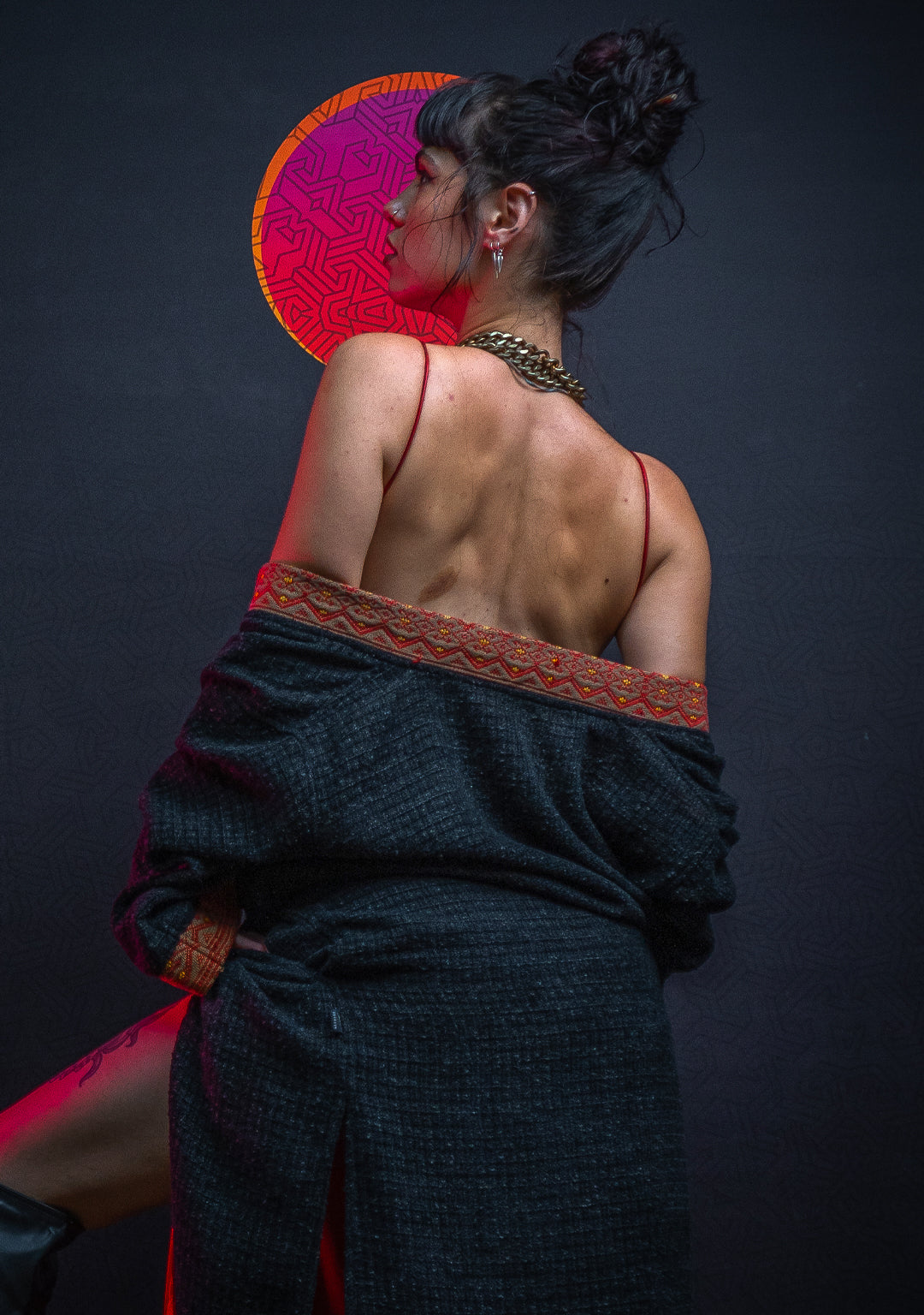 Open Kimono / Chanel Woven Border - Black NAGALAND